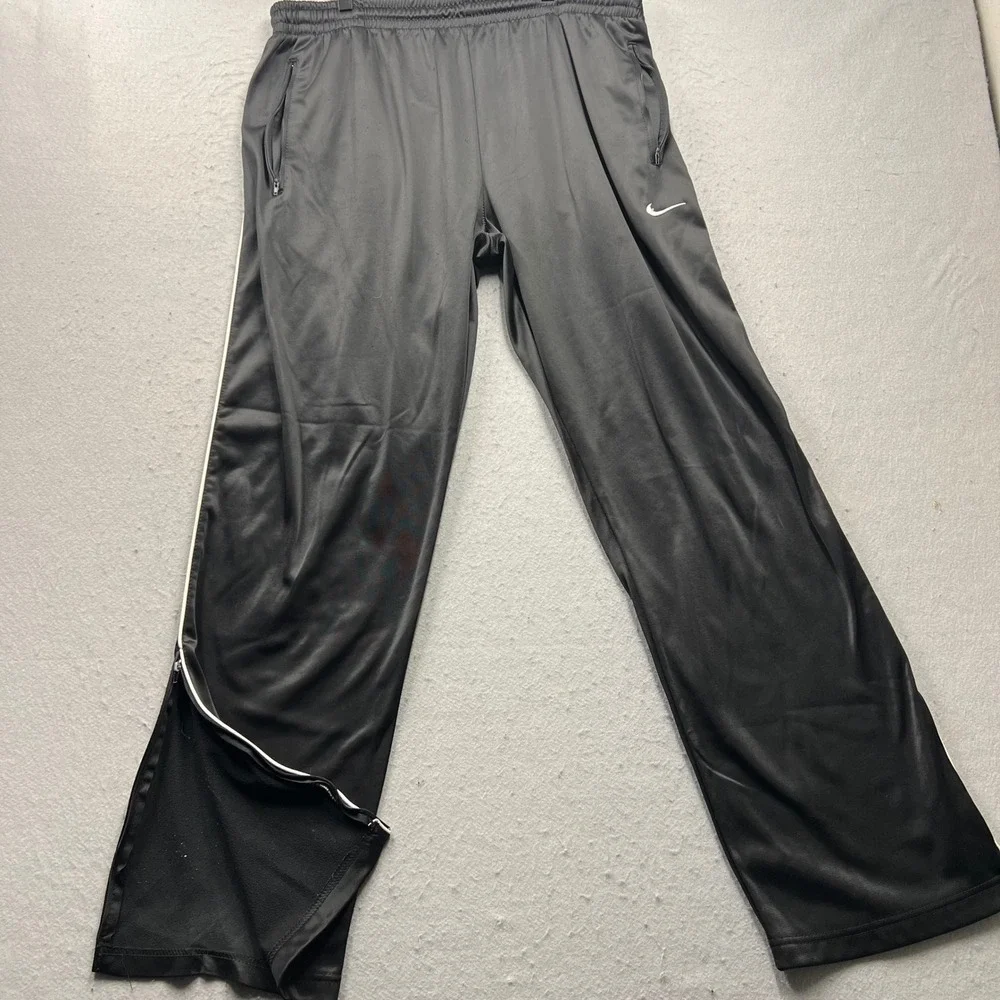 Nike Track Pants‎ Mens XXL Black White Stripe Zip Leg Athletic Warm Up 1482